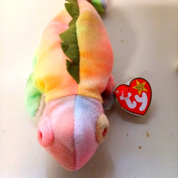 Izzy the Iguana (Rainbow) Beanie Baby - Picture 1 of 8